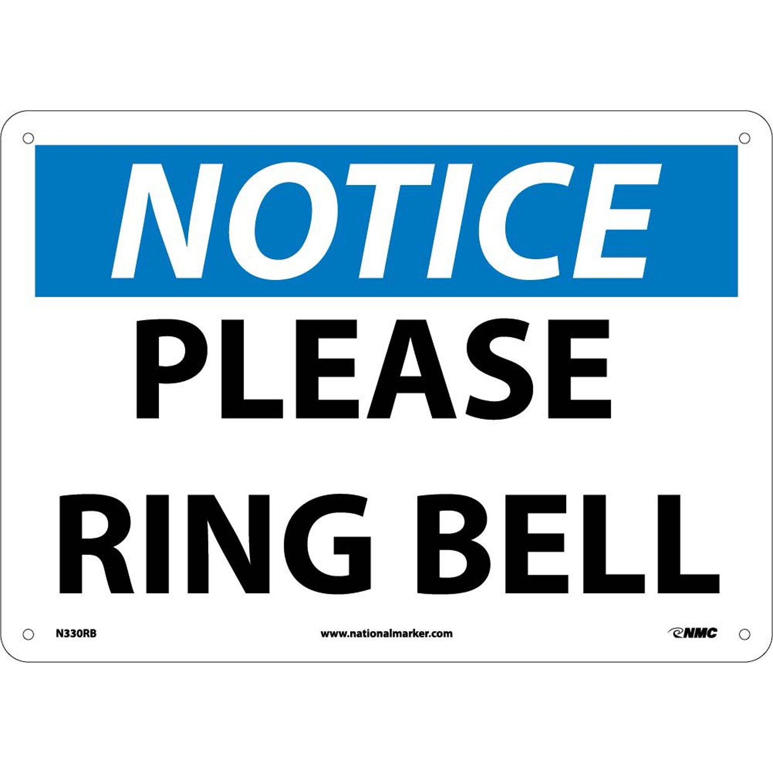 Notice Signs; Please Ring Bell, 10X14, Rigid Plastic