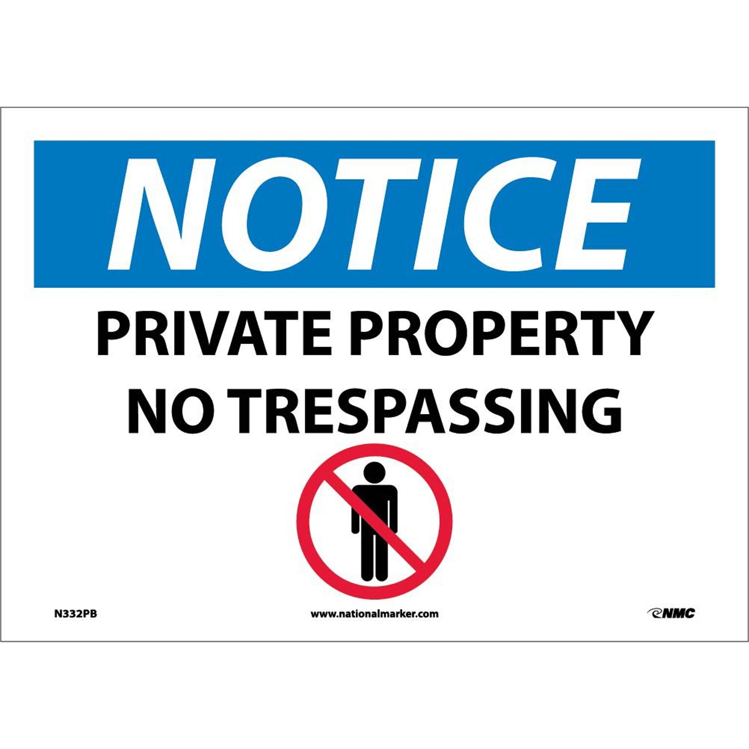 Notice Labels; Private Property No Trespassing, Graphic, 10X14, Adhesive Vinyl