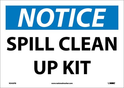Notice Labels; Spill Clean Up Kit, 10" x 14", Adhesive Vinyl