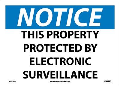 Notice Labels; This Property Protected By Electronic Surveillance, 10X14, Adhesive Vinyl