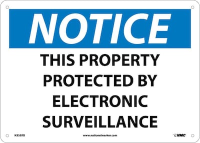 This Property Protected By Electronic Surveillance, 10X14, Rigid Plastic, Notice Sign