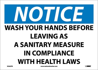 Notice Signs; Wash Your Hands Before Leaving As A Sanitary Measure In Compliance With Health Laws
