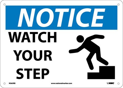 Notice Signs; Watch Your Step, Graphic,  10X14, Rigid Plastic