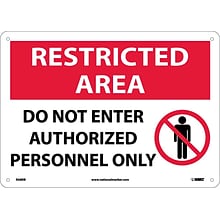 Notice Signs; Restricted Area, Do Not Enter Authorized Personnel Only, Graphic, 10X14, Rigid Plastic