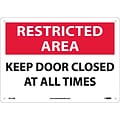 Notice Signs; Restricted Area, Keep Door Closed At All Times, 10X14, .040 Aluminum