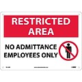 Notice Signs; Restricted Area, No Admittance Employees Only, Graphic, 10X14, Rigid Plastic