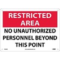 Notice Signs; Restricted Area, No Unauthorized Personnel Beyond This Point, 10X14, .040 Aluminum