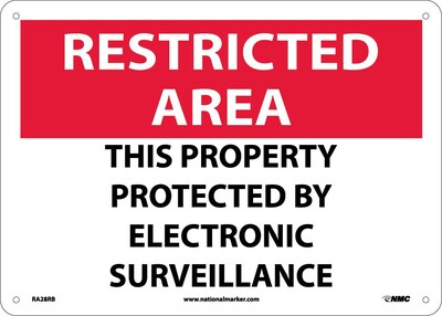 Notice Signs; Restricted Area, This Property Protected By Electronic..., 10X14, Rigid Plastic
