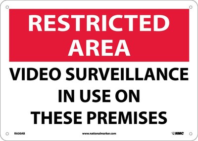 Notice Signs; Restricted Area, Video Surveillance In Use On These Premises, 10X14, .040 Aluminum