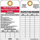 Accident Prevention Tags; Fire Extinguisher Recharge And Inspect, 6X3, Unrip Vinyl W/Grommet, 25/Pk