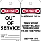 Accident Prevention Tags; Out Of Service, 6" x 3", .015 Mil Unrip Vinyl, 25 Pk