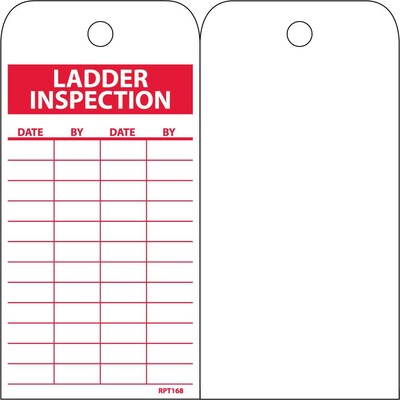 Accident Prevention Tags; Ladder Inspection, 6 x 3, Unrip Vinyl, 25/Pack