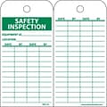 Accident Prevention Tags; Safety Inspection Record, 6 x 3 1/4, Unrip Vinyl, 25/Pack