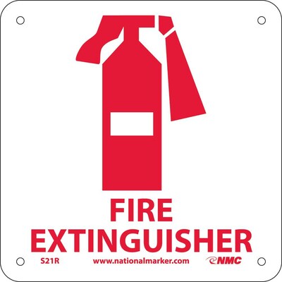 Notice Signs; Fire Extinguisher (W/ Graphic), 7X7, Rigid Plastic