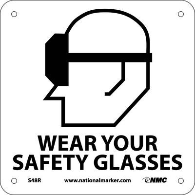 Notice Signs; Wear Your Safety Glasses (W/ Graphic), 7X7, Rigid Plastic