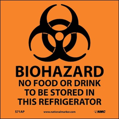 Biohazard No Food Or Drink . . .(Graphic); 4X4, Adhesive Vinyl, Labels sold in 5/Pk