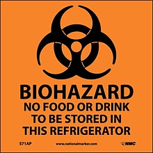 Biohazard No Food Or Drink . . .(Graphic); 4X4, Adhesive Vinyl, Labels sold in 5/Pk