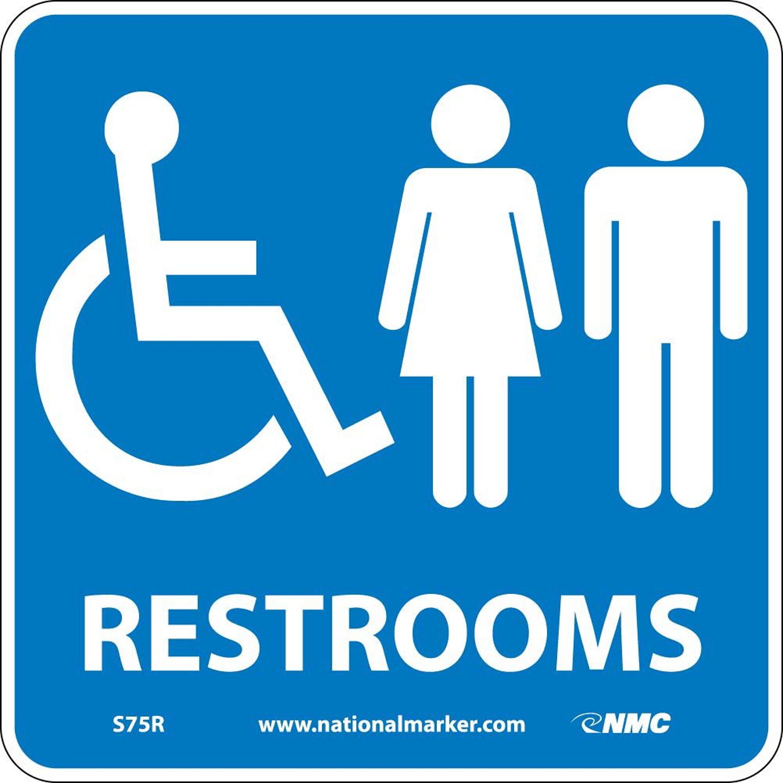 Restrooms (W/ Graphic), 7X7, Rigid Plastic, Information Sign