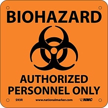 Biohazard Authorized Personnel Only (W/ Graphic), 7X7, Rigid Plastic, Caution Sign