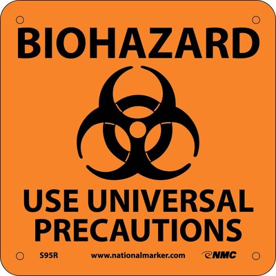 Biohazard Use Universal Precautions (W/ Graphic); 7X7, Rigid Plastic