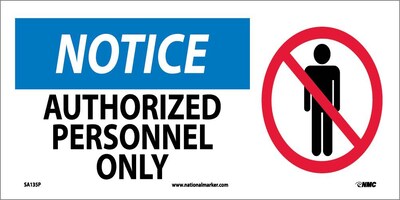 Notice Labels; Authorized Personnel Only (W/ Graphic), 7X17, Adhesive Vinyl