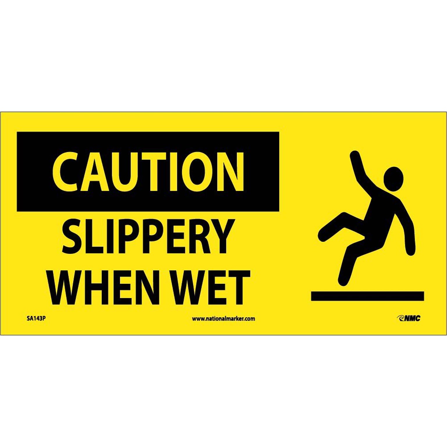 Caution Labels; Slippery When Wet (W/ Graphic), 7X17, Adhesive Vinyl