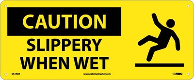 Caution Signs; Slippery When Wet (W/Graphic), 7X17, Rigid Plastic