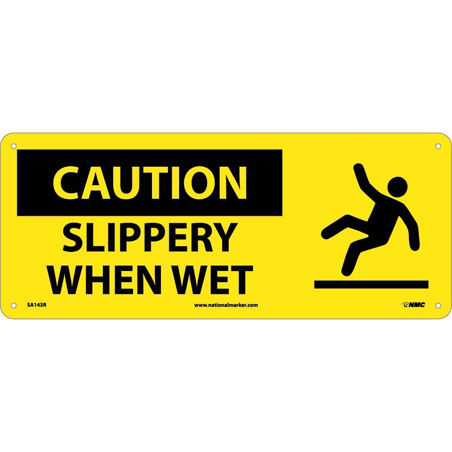 Caution Signs; Slippery When Wet (W/Graphic), 7X17, Rigid Plastic