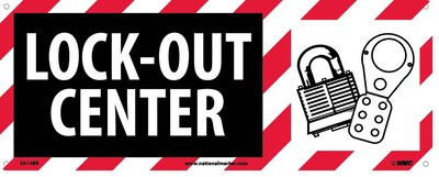 Notice Signs; Lock Out Center (W/Graphic), 7X17, Rigid Plastic