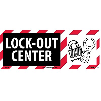 Notice Signs; Lock Out Center (W/Graphic), 7X17, Rigid Plastic