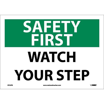 Safety First Information Labels; Watch Your Step, 10X14, Adhesive Vinyl