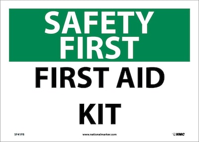 Safety First Information Labels; First Aid Kit, 10" x 14", Adhesive Vinyl