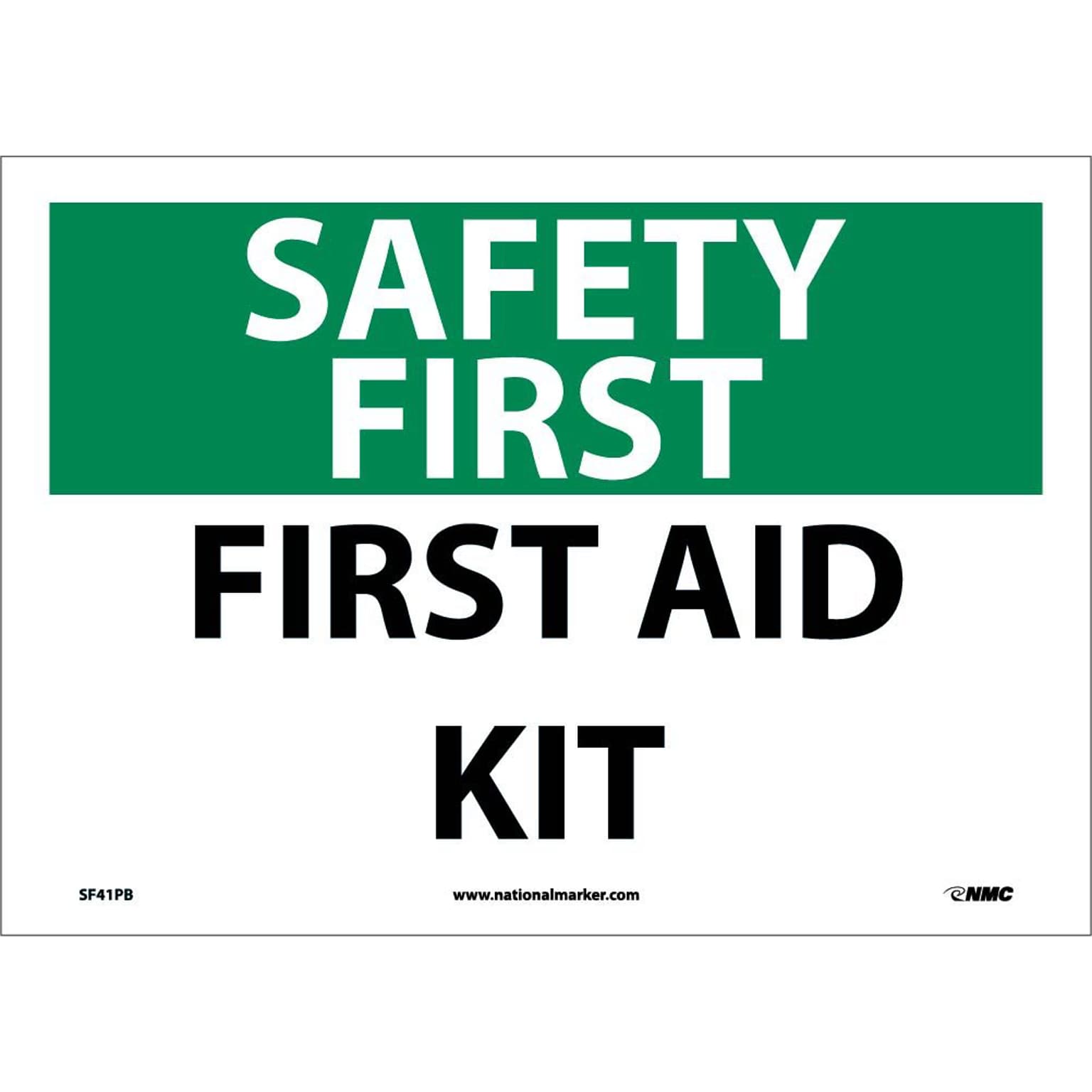 Safety First Information Labels; First Aid Kit, 10 x 14, Adhesive Vinyl