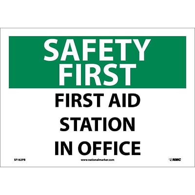 Safety First Information Labels; First Aid Station In Office, 10X14, Adhesive Vinyl