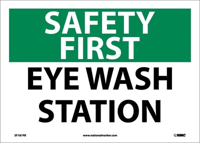 Safety First Information Labels; Eye Wash Station, 10 x 14, Adhesive Vinyl