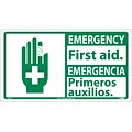 Notice Signs; Safety First, Emercency First Aid (Bilingual W/Graphic), 10X18, Rigid Plastic