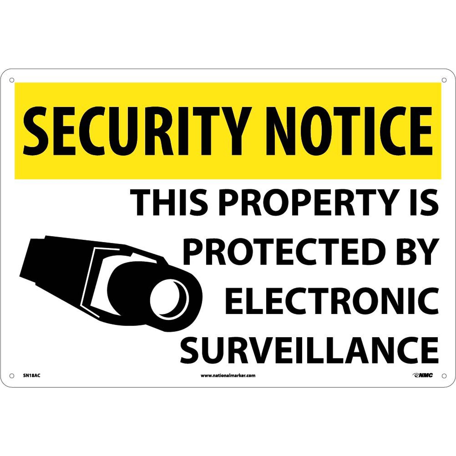 Security Notice Signs; This Property Is Protected By Electronic Surveillance, 14X20, .040 Aluminum