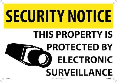 Security Notice Signs; This Property Is Protected By Electronic Surveillance, 14X20, Rigid Plastic