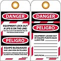Lockout Tags; Equipment Lock Out A Life Is On The Line, Bilingual, 6X3, Unrip Vinyl, 25/Pk