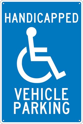 Parking Signs; Handicapped Vehicle Parking, 18X12, .040 Aluminum