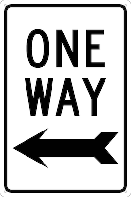 Directional Signs; One Way (With Left Arrow), 18X12, .040 Aluminum