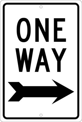 Directional Signs; One Way (With Right Arrow), 18X12, .063 Aluminum