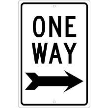 Directional Signs; One Way (With Right Arrow), 18X12, .063 Aluminum