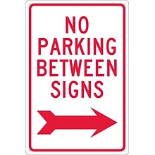 Parking Signs; No Parking Between Signs (W/ Right Arrow), 18X12, .040 Aluminum