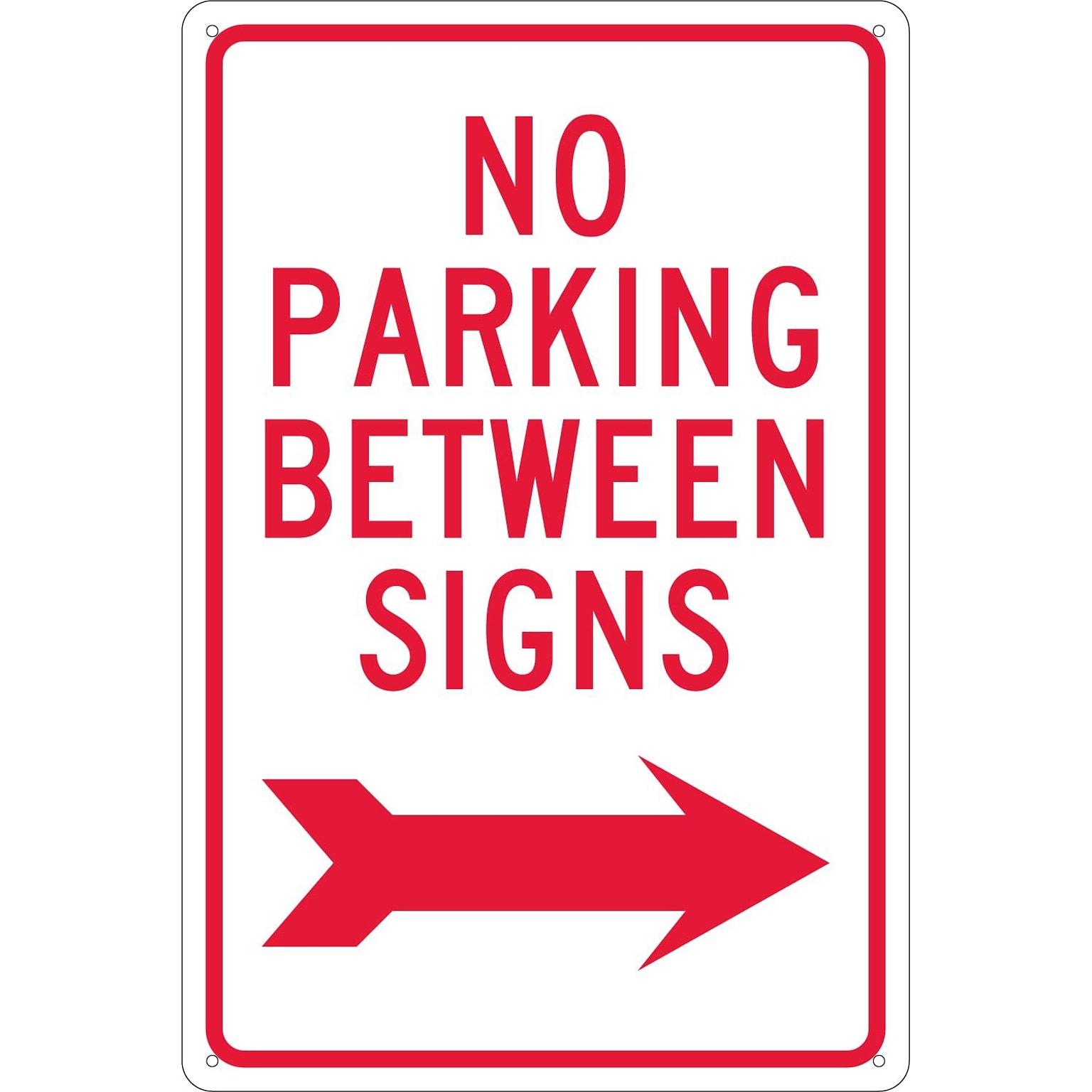 Parking Signs; No Parking Between Signs (W/ Right Arrow), 18X12, .040 Aluminum