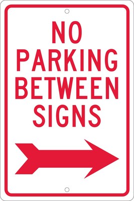 Parking Signs; No Parking Between Signs (W/ Right Arrow), 18X12, .063 Aluminum