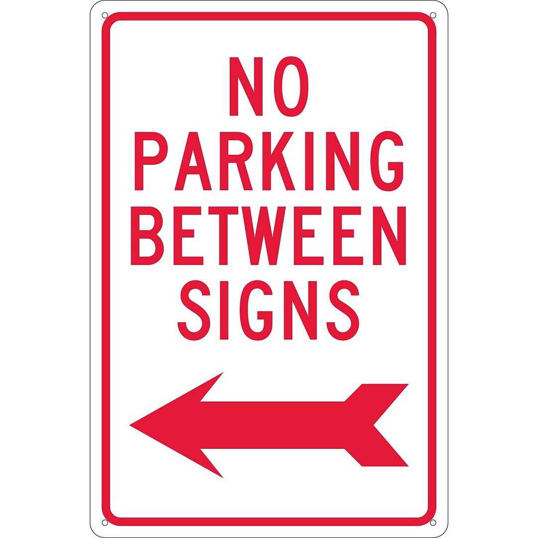 Parking Signs No Parking Between Signs W Left Arrow 18x12 040 Aluminum Quill Com