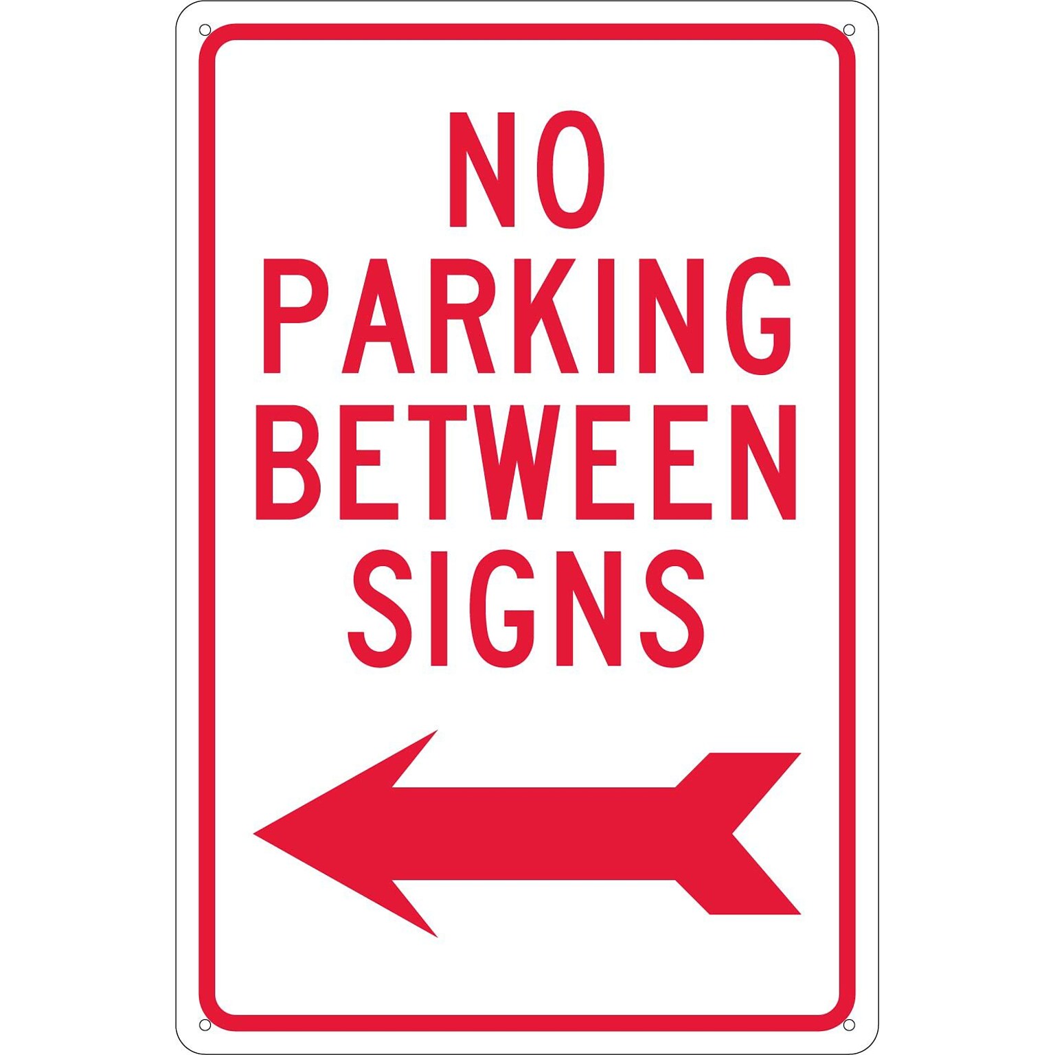 Parking Signs; No Parking Between Signs (W/ Left Arrow), 18X12, .040 Aluminum