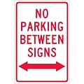 Parking Signs; No Parking Between Signs (W/ Double Arrow), 18X12, .040 Aluminum