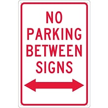 Parking Signs; No Parking Between Signs (W/ Double Arrow), 18X12, .040 Aluminum